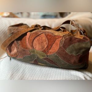 VINTAGE patchwork suede/leather duffle bag.